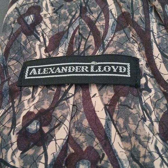 Alexander Llyod brown gray cream color silk tie NWOT - Picture 6 of 7